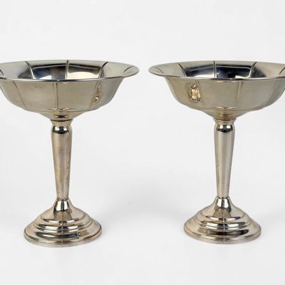 Pair of Sterling Weighted Compotes