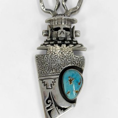 Bennie Ration Navajo Sterling Silver & Turquoise Brooch