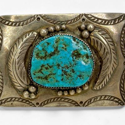 Alice Benally Silver & Turquoise Belt Buckle
