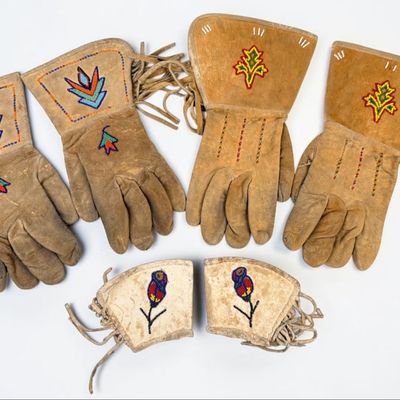 (2) Pairs of Native American Beaded Hide Gloves