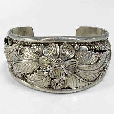 Ann Chapo Floral Sterling Silver Cuff