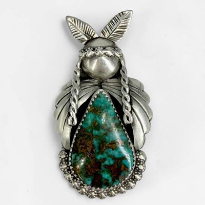 Eva Sando Turquoise & Sterling Silver Brooch