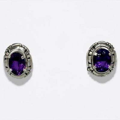 Carl Quintana Sterling & Amethyst Earrings