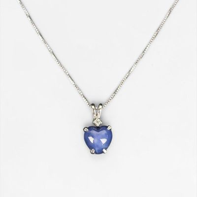 14K White Gold Star Sapphire Necklace