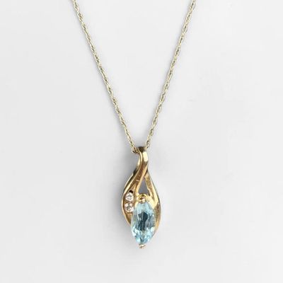 10K Yellow Gold & Blue Topaz Necklace