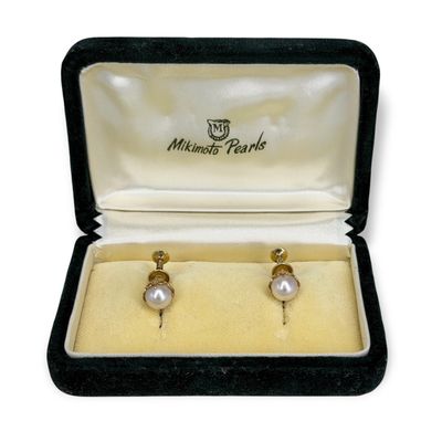 14K Yellow Gold Mikimoto Pearl Earrings