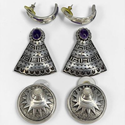 Group of Silver Navajo-Style Earrings