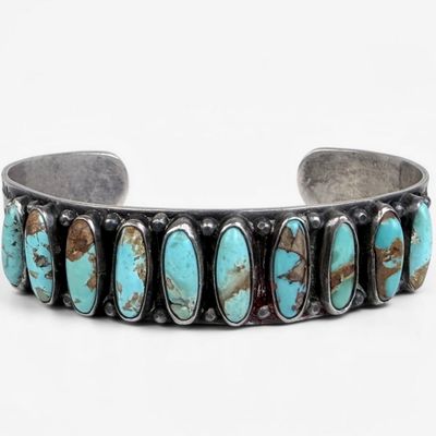 Vintage Silver & Turquoise Native American Cuff