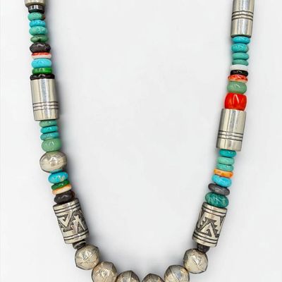Tommy Singer Handcrafted Navajo Sterling Silver Multi-Stone Necklace