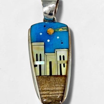 Aaron Anderson Multi-Stone & Sterling Navajo Pendant