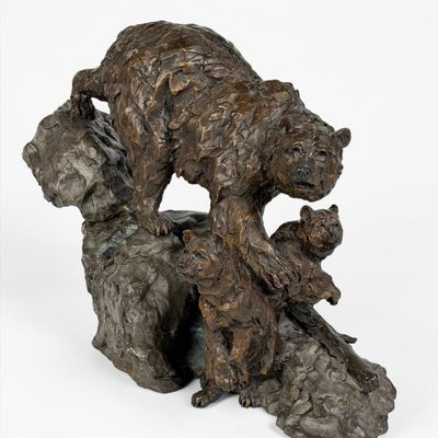 Ken Mayernik "Mother and Cubs" Bronze Sculpture