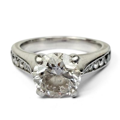 18K White Gold w/ 1.66 CT Center Diamond Engagement Ring