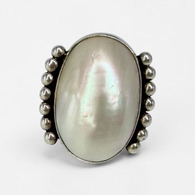 James Linkin Navajo Mother of Pearl Sterling Silver Ring