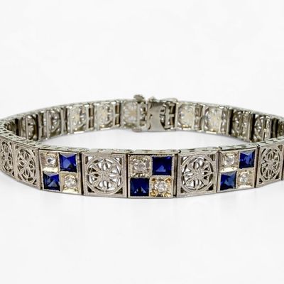 Antique White Gold & Gemstone Bracelet