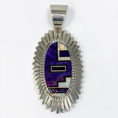 Randy Hoskie Navajo Sterling Silver, Sugilite, & Opal Pendant