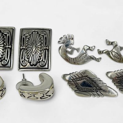 Group of Sterling Silver Navajo-Style Earrings