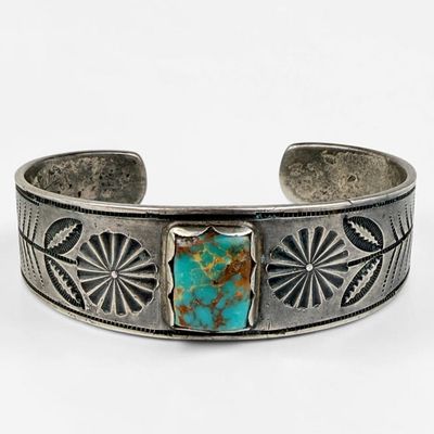 Vintage Navajo Silver & Turquoise Cuff