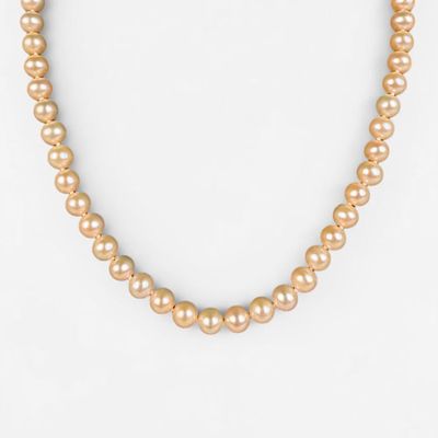 Pink Pearl Strand Necklace W/ 14K Gold Clasp