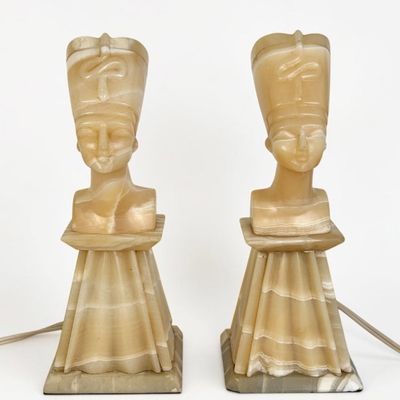 Pair of Egyptian Revival Style 'Nefertiti' Lamps