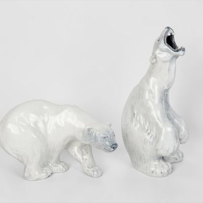 Pair of Royal Copenhagen Porcelain Polar Bear Figures