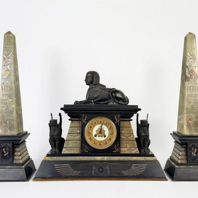 Vintage Egyptian Revival Style Mantel Clock (As Is)