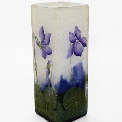 Daum Nancy "Violets" Cameo Vase