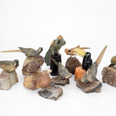 (10) Precious Stone Bird Sculptures