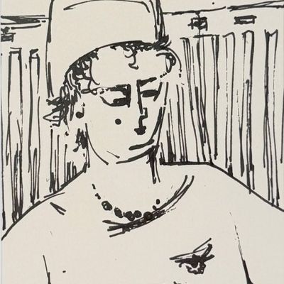 Uche Okeke 'Portrait of a Lady' Ink on Paper