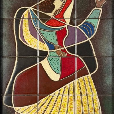 Jackson Woolley 'Dancing Woman' Enamel Portrait