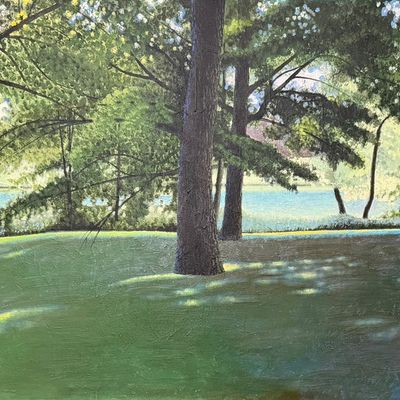 Kraig Rasmussen "Oak Canopy Along the Shore" Oil on Canvas