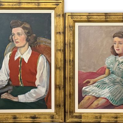 Pair of 'Mother and Child Portraits' Oil on Canvas