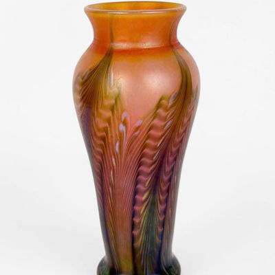 Lundberg Studios Pulled Feather Art Glass Vase