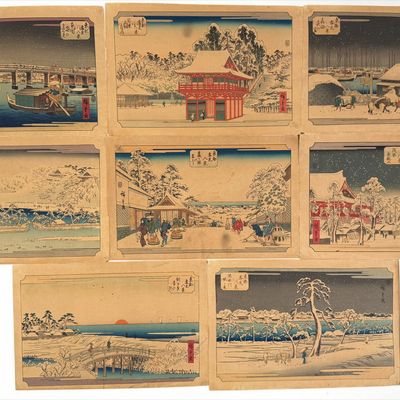 Utagawa Hiroshige "Eight Snow Scenes in the Eastern Capital" Woodblock Prints