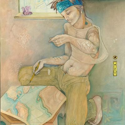 Mylo Quam "Map Dowoer" Oil on Canvas