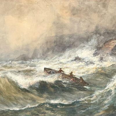 Hugo Anton Fisher 'Stormy Maritime Scene' Watercolor on Paper