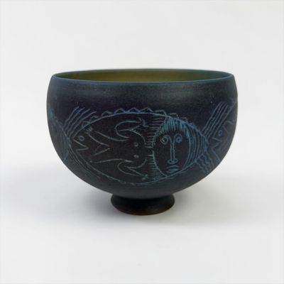 Edwin & Mary Scheier Sgraffito Earthenware Bowl