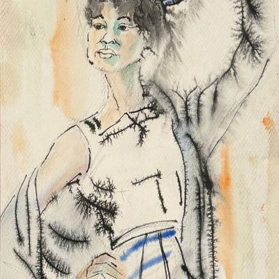 Jeff Donaldson 'Portrait of a Woman' Watercolor & Ink on Paper