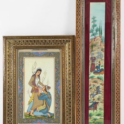 (2) Persian Paintings on Bone