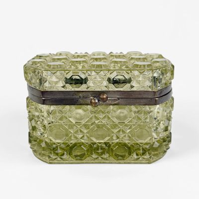 Antique Baccarat Uranium Cut Glass Box