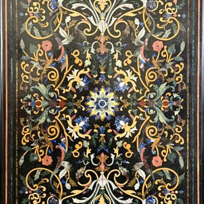 Marble Pietra Dura Semiprecious Stone Inlay Tabletop