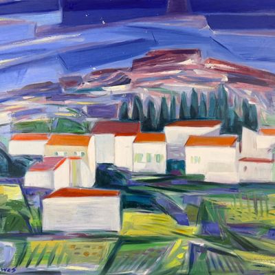 Werner Drewes "Avignon Island" Oil on Canvas