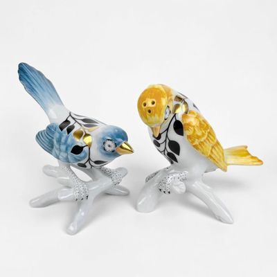 Pair of Christian Lacroix Porcelain Bird Salt & Pepper Shakers