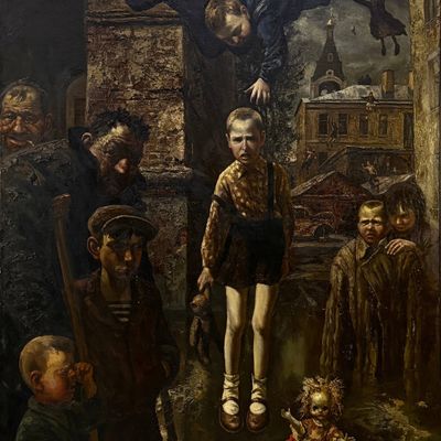 Vasily Shulzhenko "The Courtyard of My Childhood" Oil on Canvas