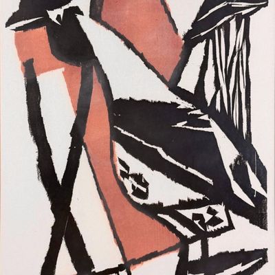 Charles Quest "Untitled (Abstract Composition)" Woodblock