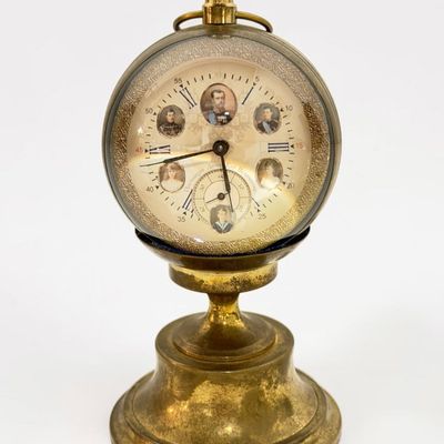Antique Russian Imperial Romanov Glass Desk Clock