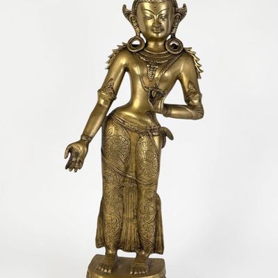 Brass "Standing Tara" Tibetan Buddhist Goddess Statue