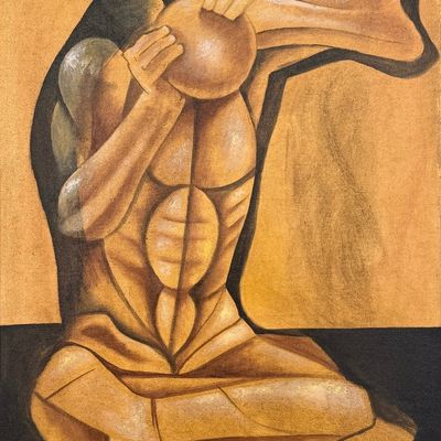 Attributed to Ang Kiukok 'Thinking Man' Oil on Canvas (B)
