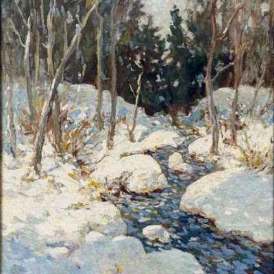 Luther E. Van Gorder 'Snow Scene' Oil on Board