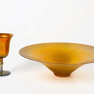 (2) Steuben Aurene Glass Pieces