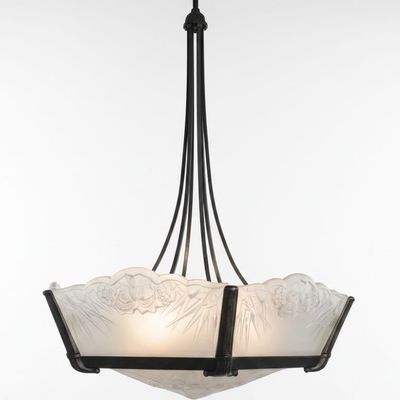 Early 20th Century French Art Deco Glass Chandelier